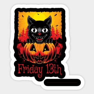 scary black cat cartoon illustration Sticker